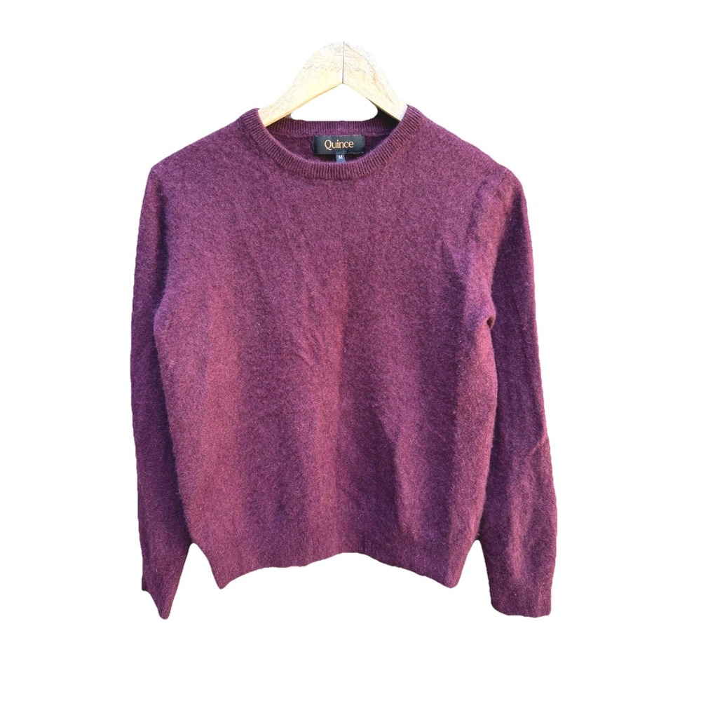 Quince Mongolian Cashmere Crewneck Sweater Women's Medium Burgundy Pullover Cozy